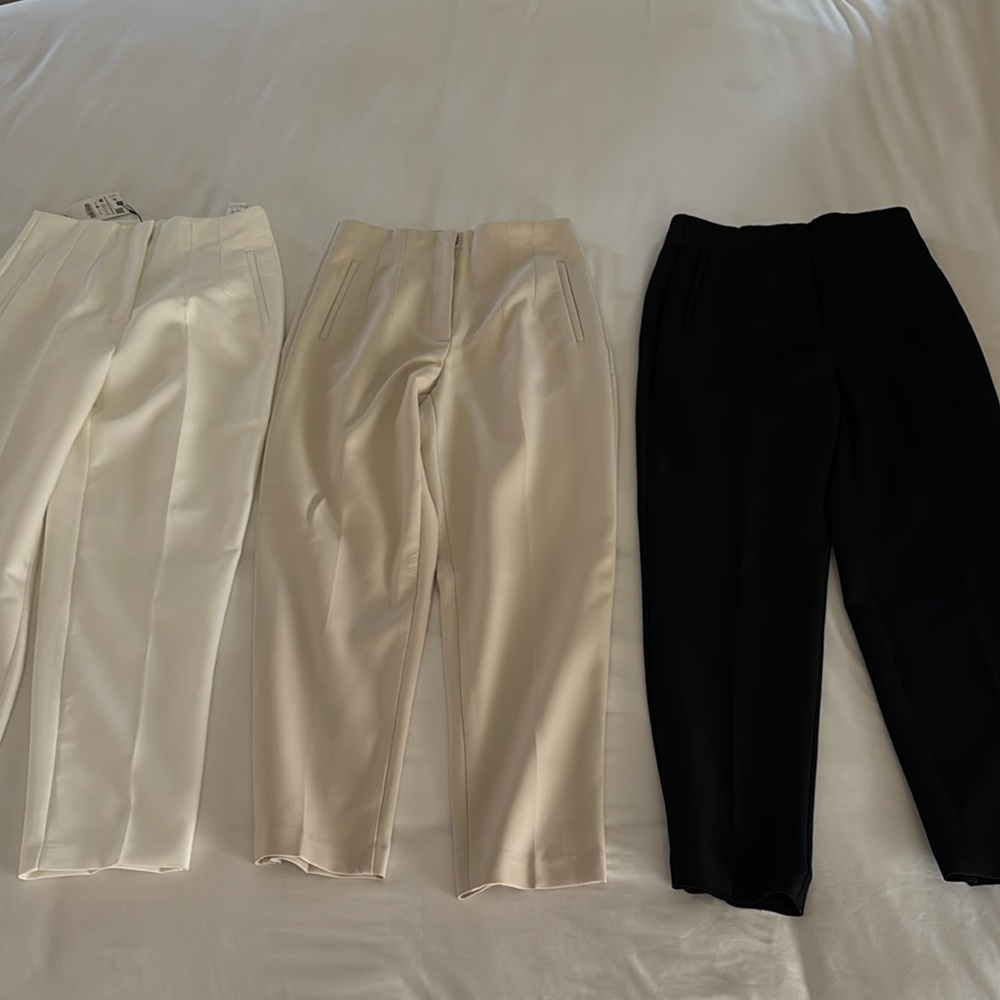 Zara Women's Tailored Pants Set in White, Cream, Black